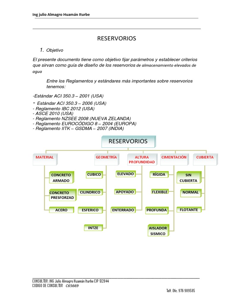 Diseño de Reservorios Elevados Intze | PDF | Aluminio | Hormigón