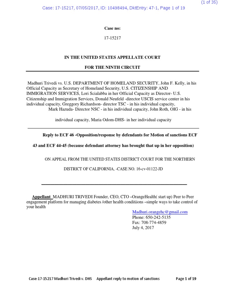 1715217_reply to Motion for Sanctions Federal Rules Of Civil