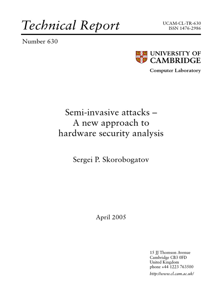 Semi-Invasive Attacks on Hardware Security | PDF