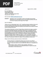 Download Ceaa Letter to Taseko - July 28 2017 - New Prosperity - Application of CEAA 2012 by The Narwhal SN355394091 doc pdf