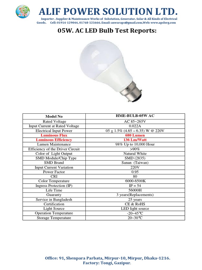 Tecnical Specification LED PDF Light Emitting Diode Watt
