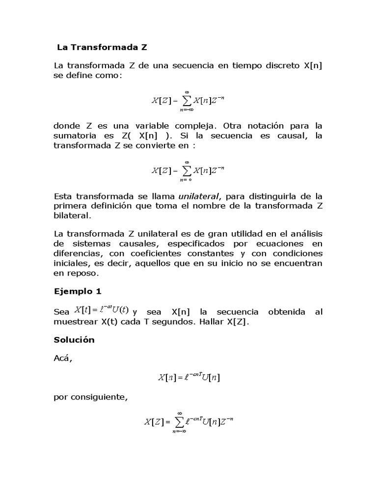 Definición de la Transformada Z | PDF | Corriente eléctrica | Inductor