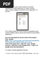 Android List View Using Custom Adapter and SQLite