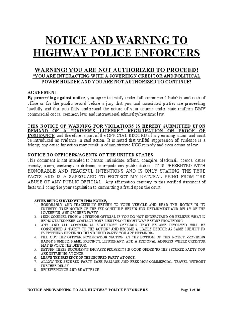 Updated Notice To Hwy Police and Common Law Right To Free TravelFinal