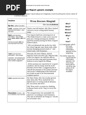 Newspaper Report Template