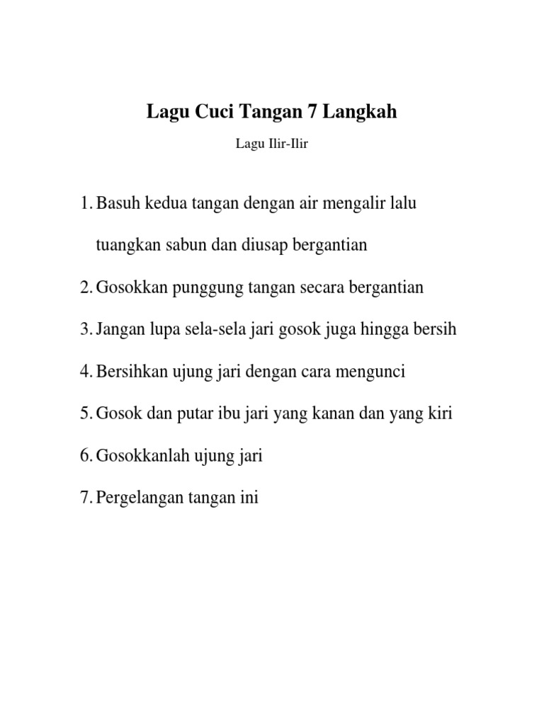 Lagu Cuci Tangan 7 Langkah Pdf