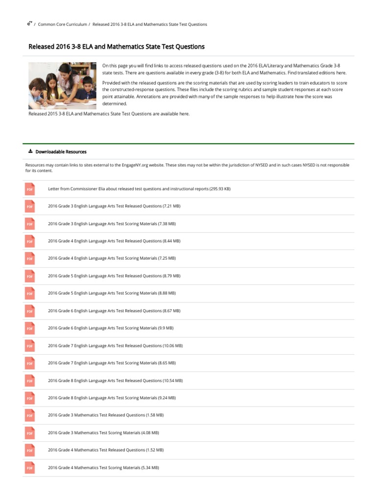 Released 2016 38 ELA and Mathematics State Test Questions _ EngageNY