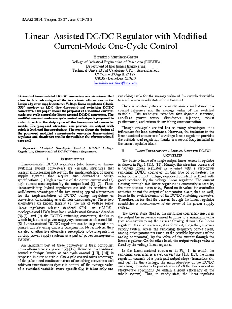 Linear-Assisted DC/DC Regulator With Modified Current-Mode One-Cycle ...