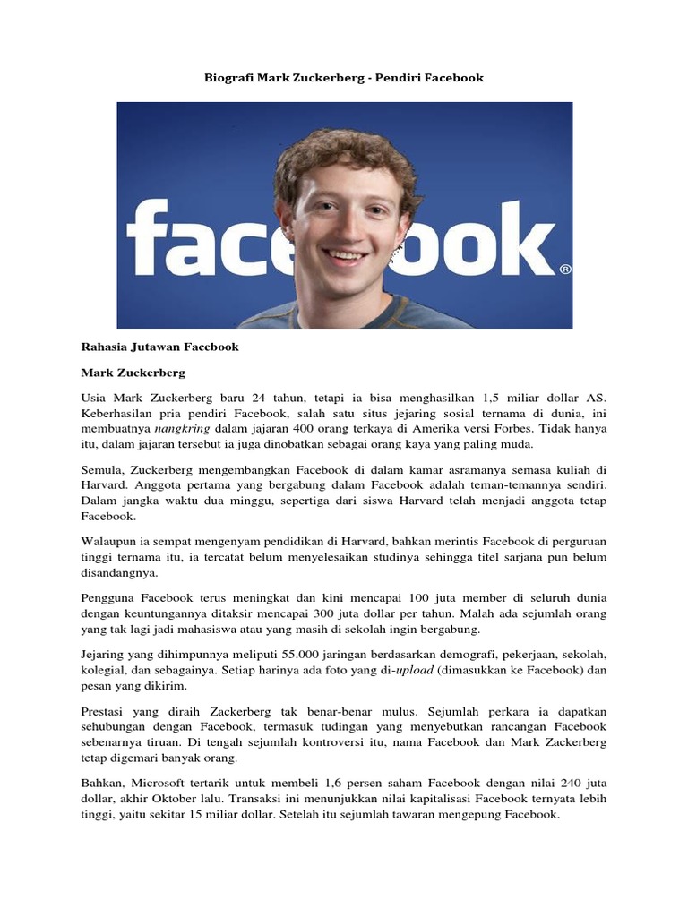 Biografi Mark Zuckerberg Pdf