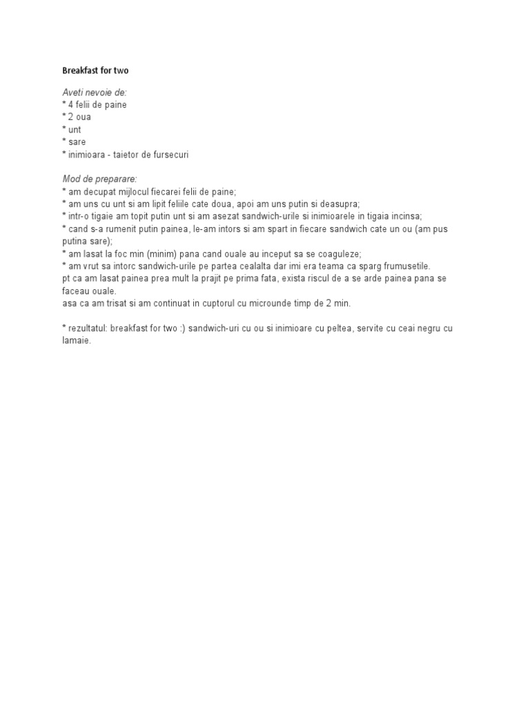 Romantic Heart-Shaped Breakfast Recipe | PDF