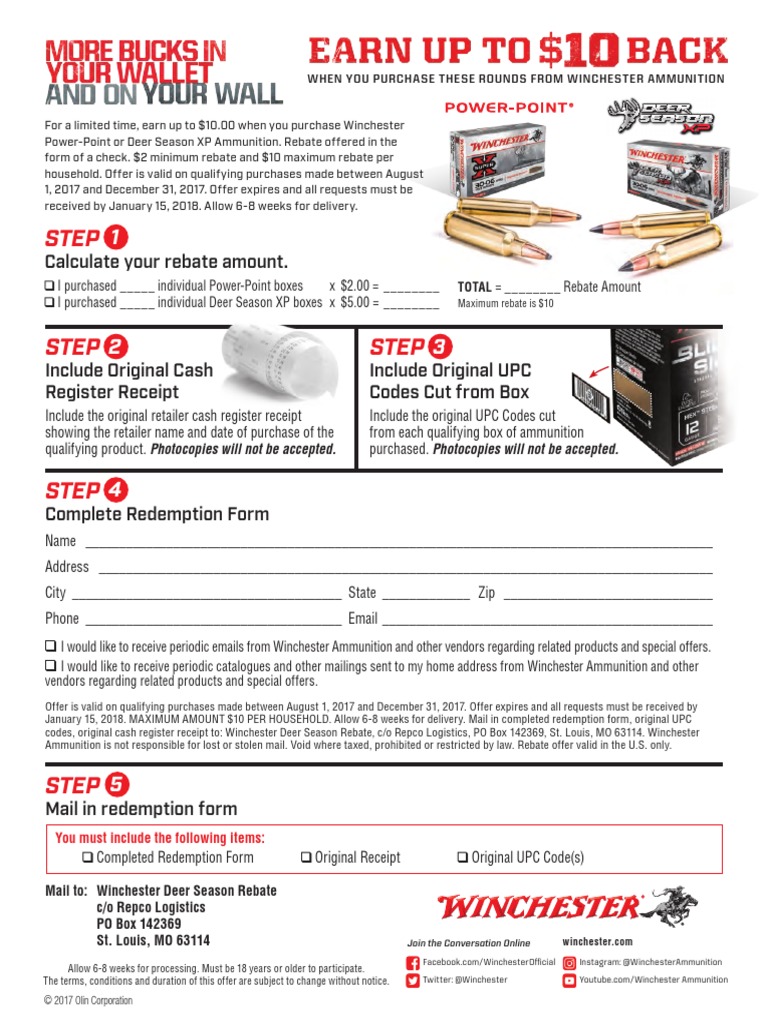 Winchester Powerpoint Rebate | PDF | Rebate (Marketing) | Receipt