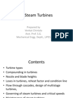 Steam Turbines: Prepared by Venkat Chintala Asst. Prof. S.G. Mechanical Engg. Deptt., UPES