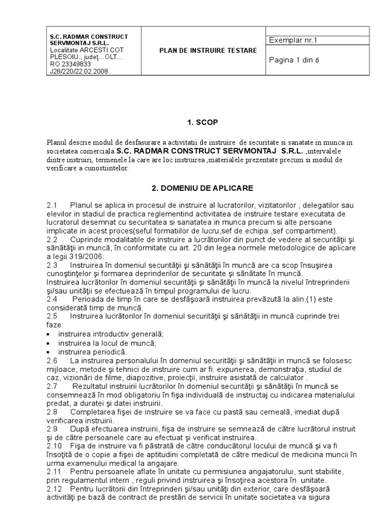 Plan de Instruire Testare | PDF