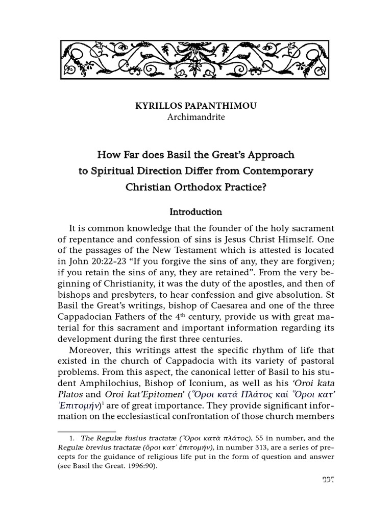 Basil the Great on Spiritual Direction PDF Confession (Religion