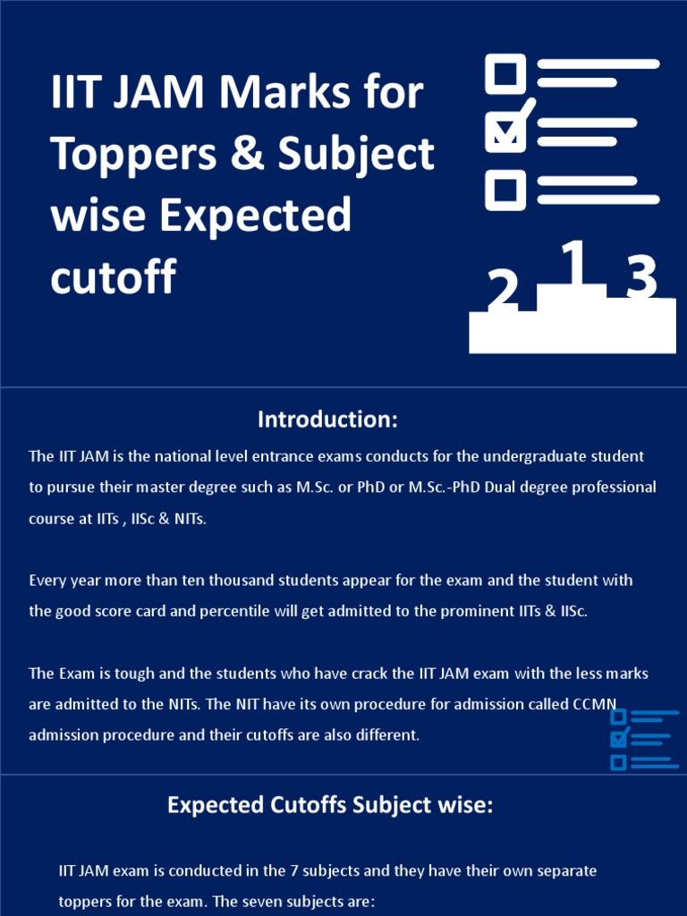 IIT JAM 2024 Cutoff Marks by Subject | PDF | University And College ...