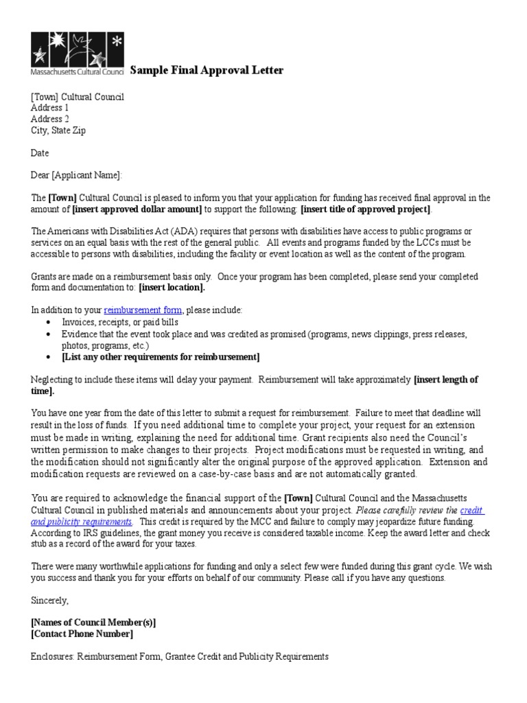 Sample Final Approval Letter: Reimbursement Form | PDF | Invoice 