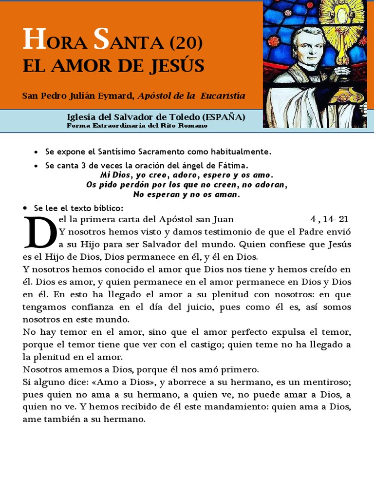 HORA SANTA Con San Pedro Julián Eymard. El Amor de Jesús | PDF ...