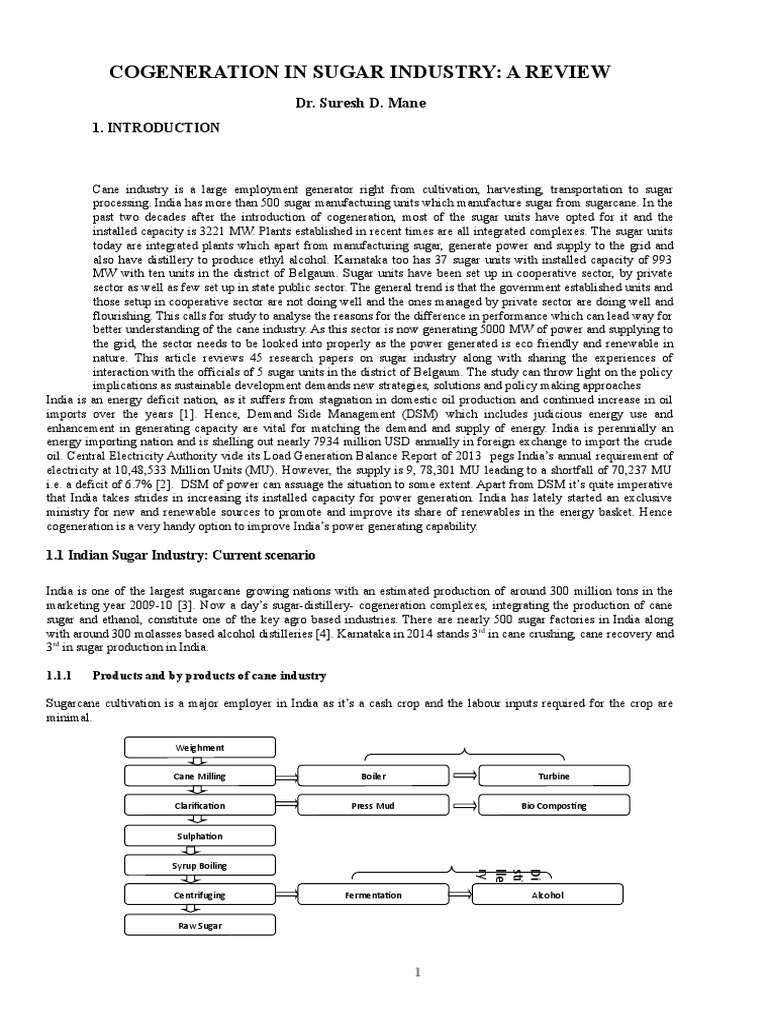 Cogeneration in Sugar Industry A Review | PDF | Cogeneration | Sugarcane