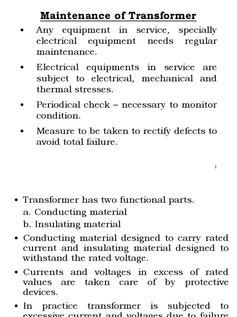 Transformer Preventive Maintenance Guide | PDF | Transformer | Capacitor