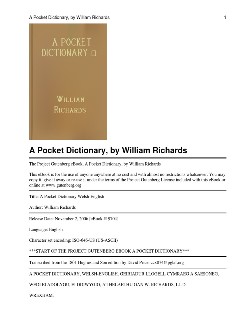A Pocket Dictionary WelshEnglish Dictionary E Books