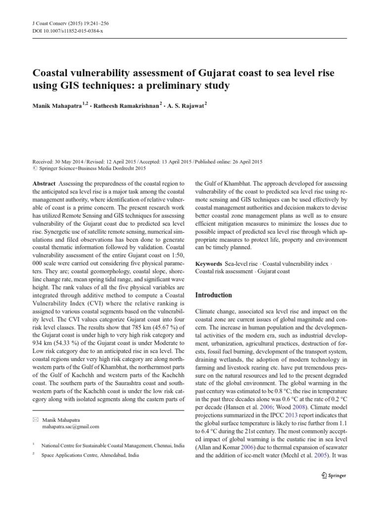 Gujarat Coastal Vulnerability Assessment | PDF | Coast | Sea Level Rise