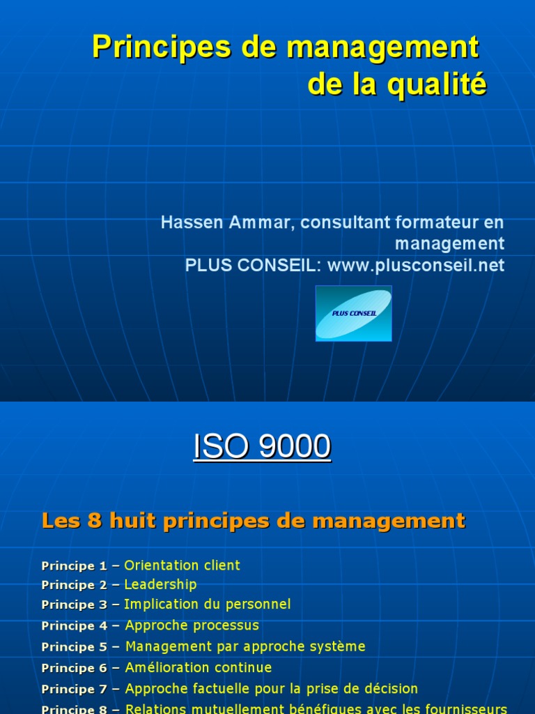 Les 8 principes du management de la qualité | PDF
