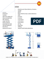 Especificaciones tijera eléctrica 8m Upright MX19