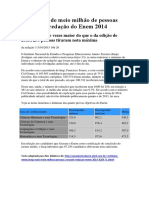 Inep: Mais de Meio Milhão de Pessoas Zeraram A Redação Do Enem 2014