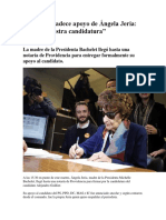 Guillier Agradece Apoyo de Ángela Jeria: "Honra Nuestra Candidatura"