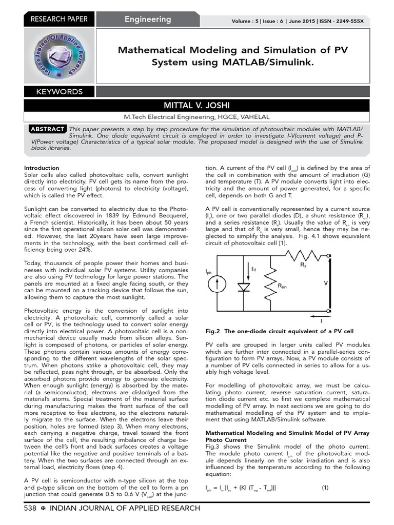 PV System Modeling with MATLAB/Simulink | PDF | Photovoltaics ...
