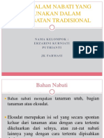 Bahan Alam Nabati Yang Digunakan Dalam Pengobatan Tradisional