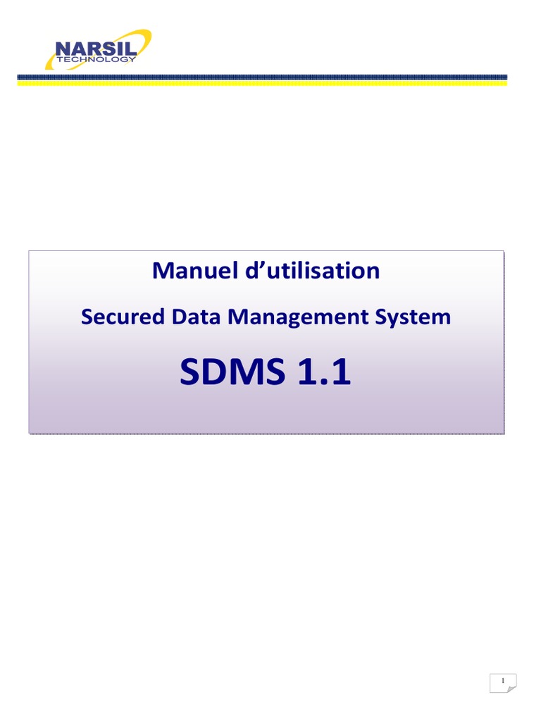 Manuel d'utilisation SDMS 1.1 | PDF | Application | Informatique