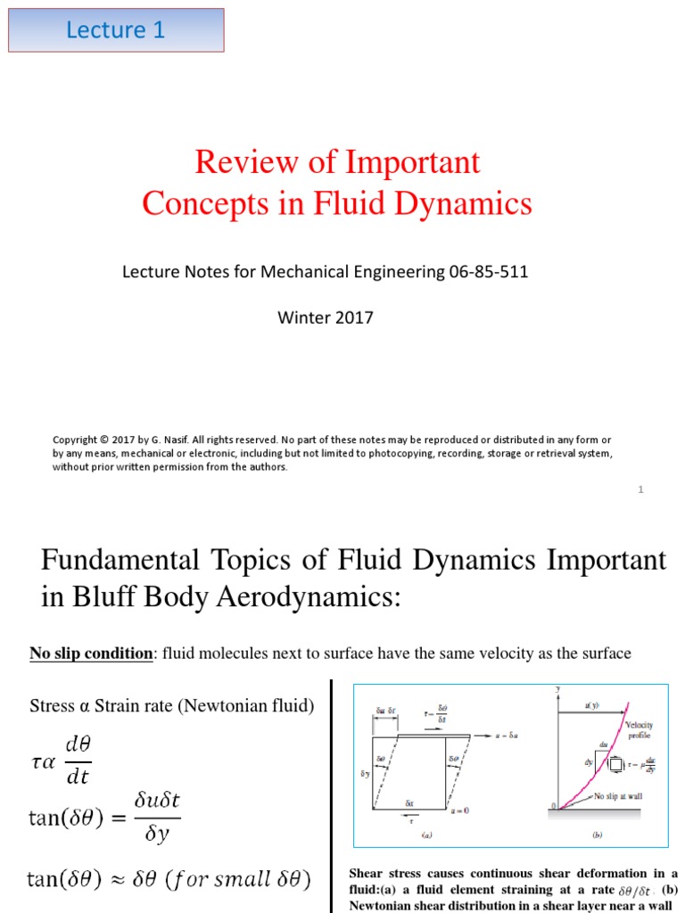 Bluff Body Aerodynamics Lecture 1 Boundary Layer Fluid Dynamics