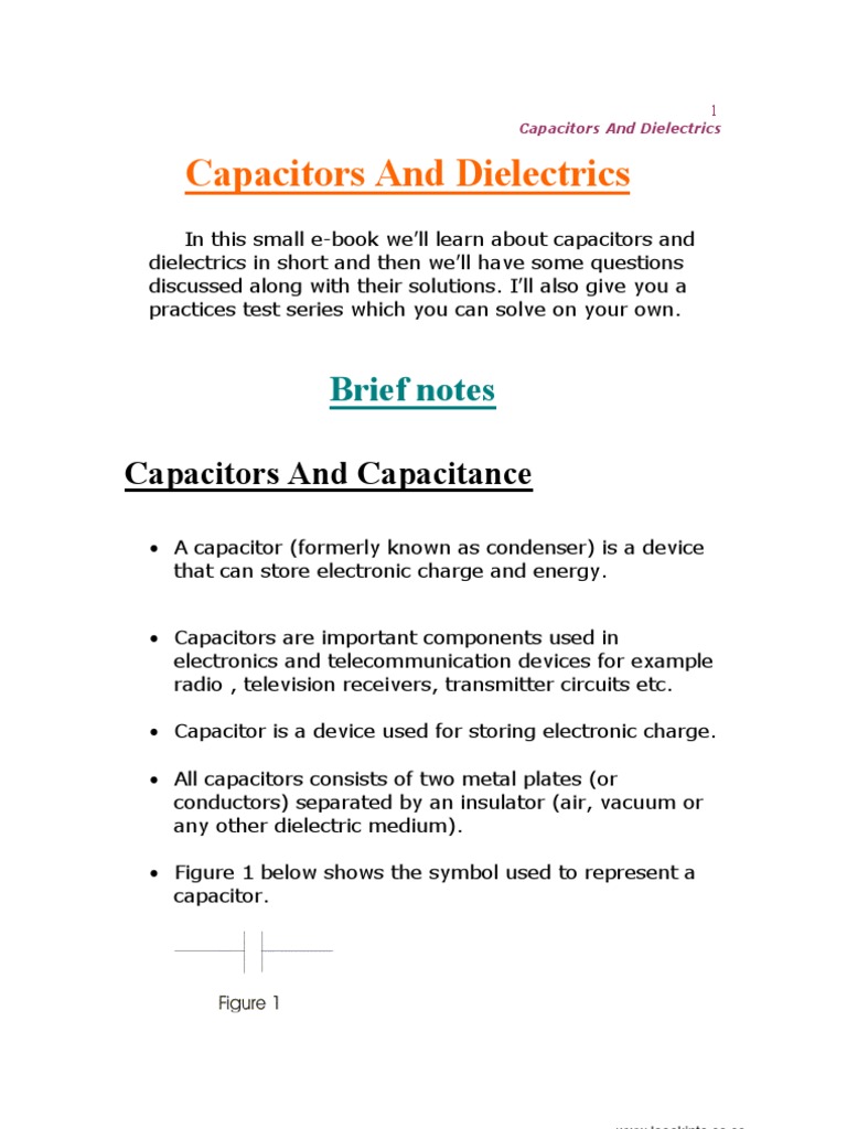Capacitors: Energy, Capacitance, and Dielectrics | PDF | Dielectric ...