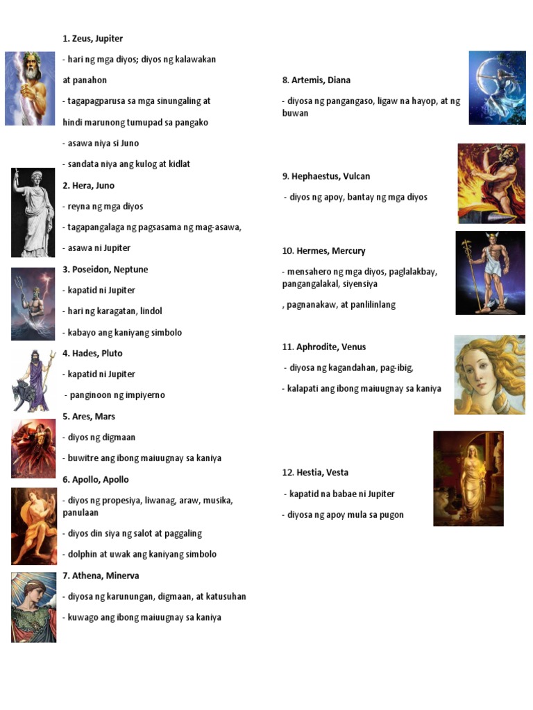 Diyos At Diyosa Sa Roman Mitolohiya Pdf