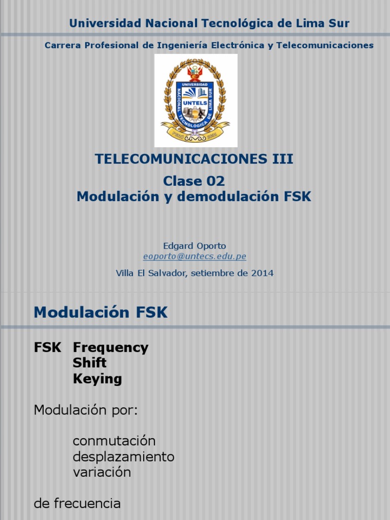 Telecomunicaciones III - Clase 02 - FSK | PDF | Modulación | Ingeniería ...