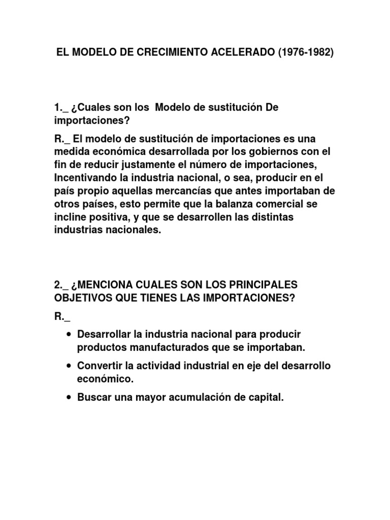 El Modelo de Crecimiento Acelerado - Docx Problemas Socioeconomicos de  Mexico | PDF | Industrias | Economias