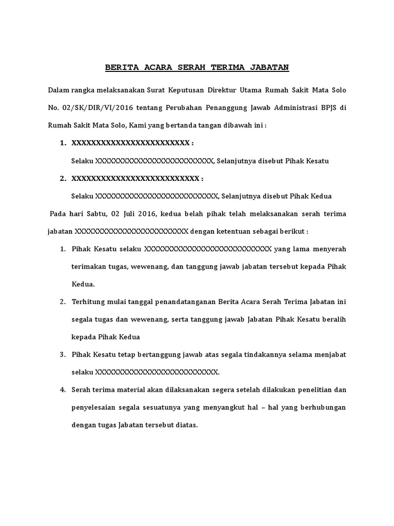 Berita Acara Serah Terima Pekerjaan Pdf