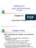 Statistics For Business and Economics: Hypothesis Testing