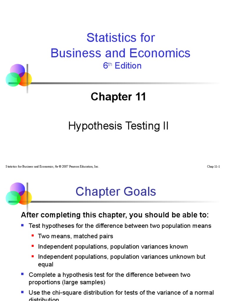 Statistics For Business and Economics: Hypothesis Testing II | PDF ...