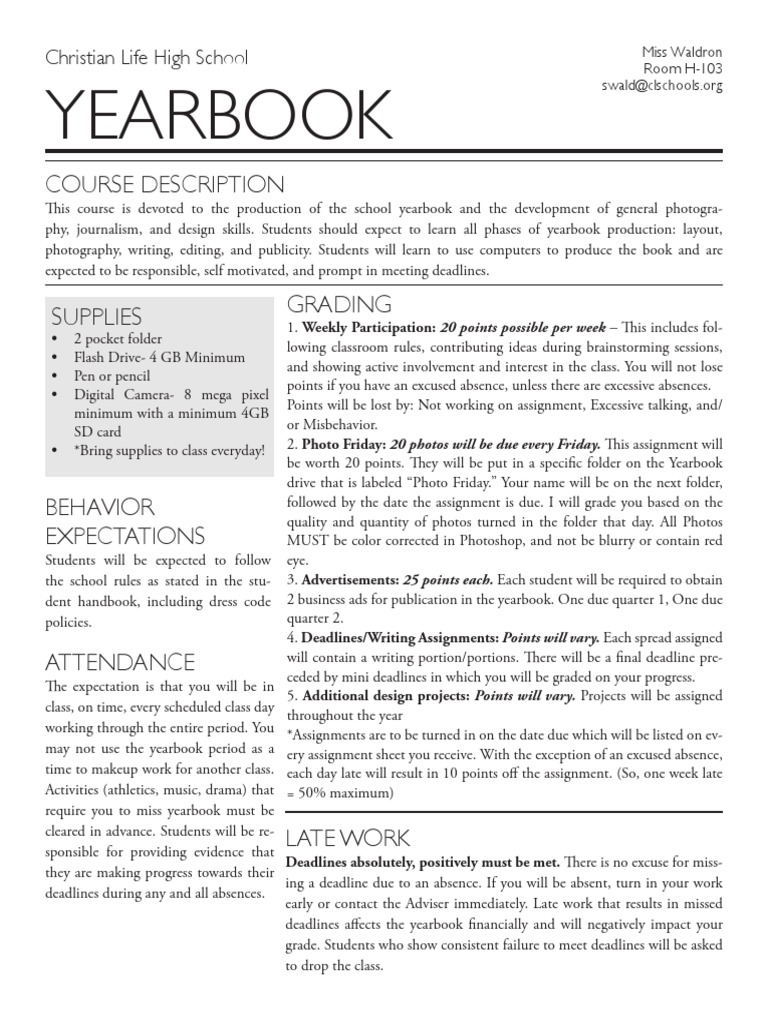 Yearbook Class Guidelines and Expectations | PDF | Internet | Communication