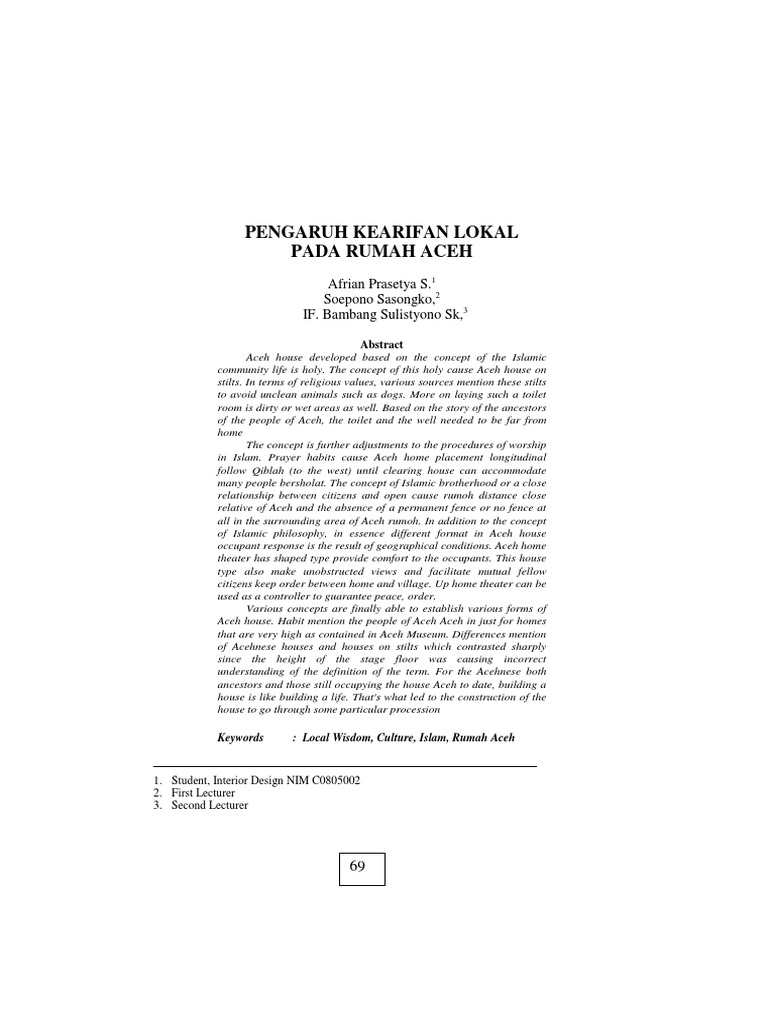 Kearifan Lokal Dalam Arsitektur Rumoh Aceh Pdf