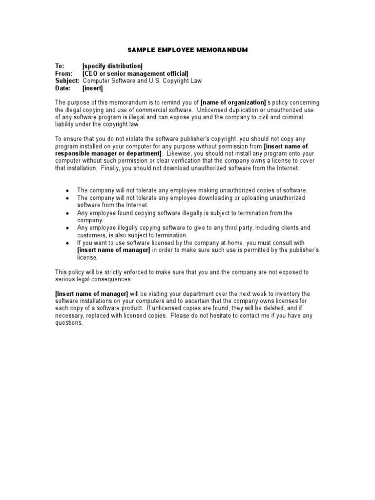 Sample Memo To Employees  PDF