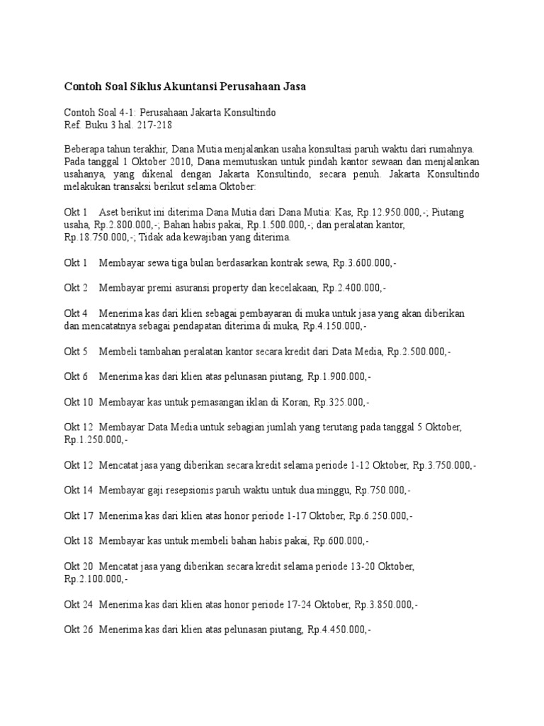Contoh Soal Pilihan Ganda Siklus Akuntansi Perusahaan Jasa Dan Jawabannya
