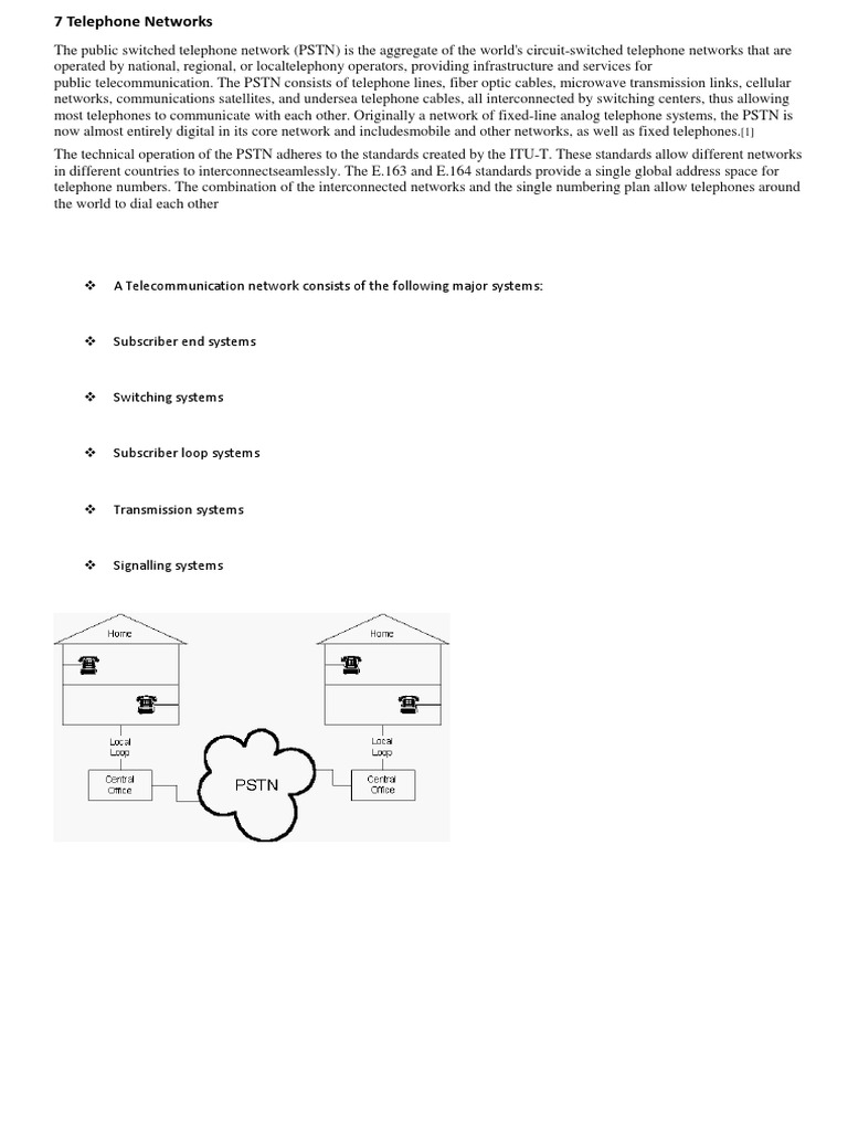 Overview of Telephone Network Systems | PDF | Public Switched Telephone ...