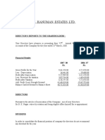 The Hanuman Estates LTD.: Director'S Reports To The Shareholders