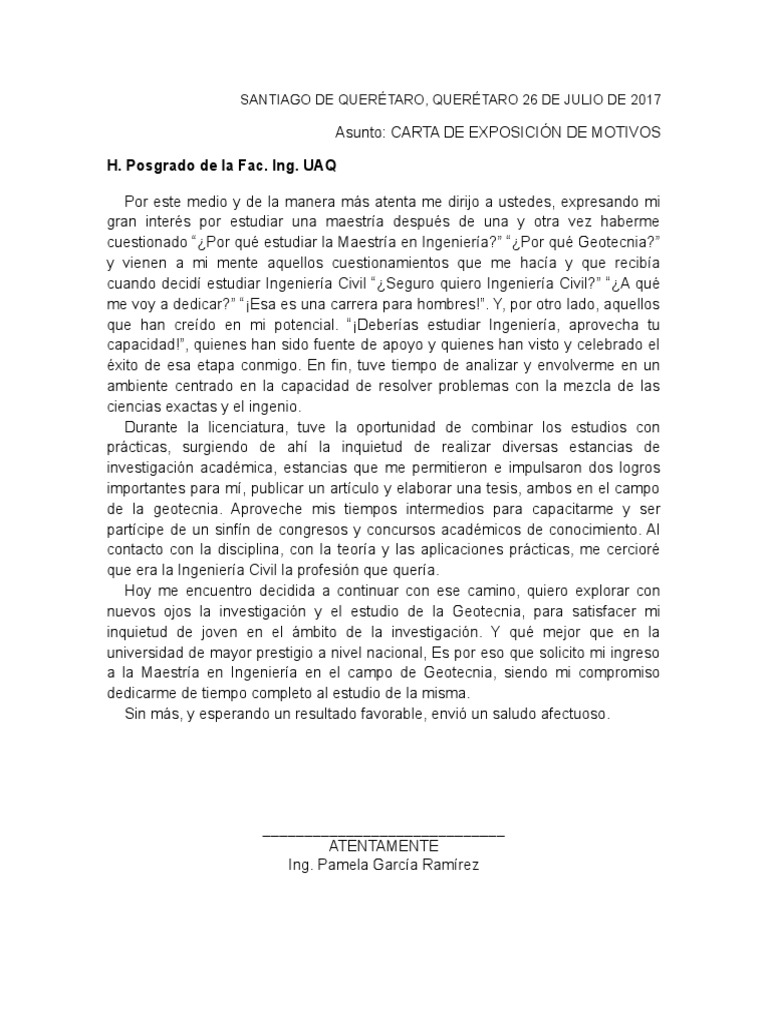 Carta de Exposicion de Motivos