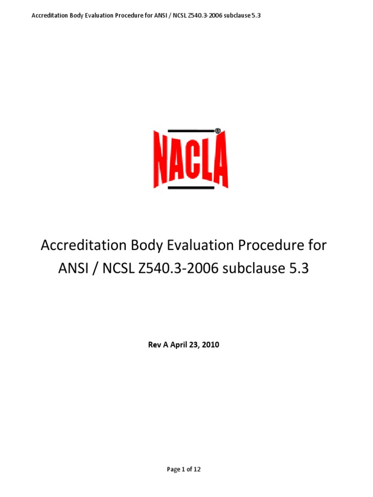 Nacla Z540 3 PDF Metrology Calibration