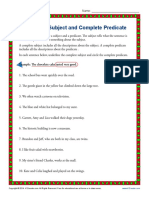 Complete Subject and Complete Predicate PDF