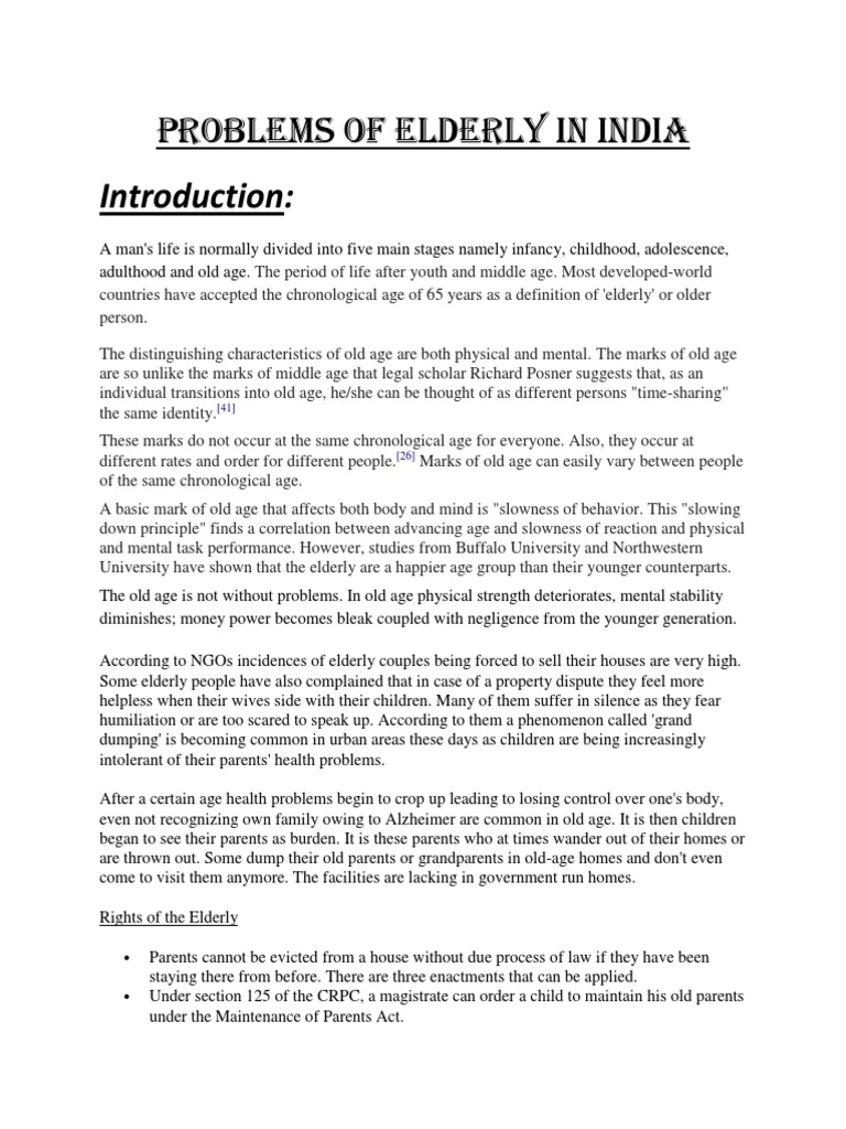 Elderly Challenges in India | PDF | Old Age | Social Institutions